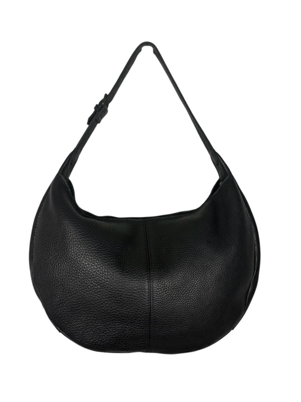 Deluth Trading Co Black Full Grain Pebbled Leather Crescent Hobo Shoulder Bag